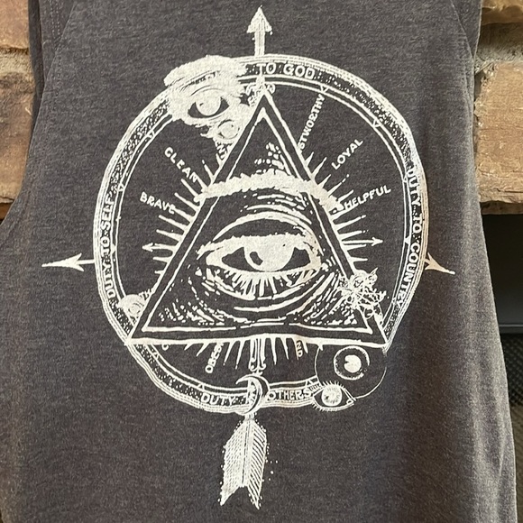 Gray and white tank top with verbiage such as “duty to self, country, others” XS - Picture 2 of 10